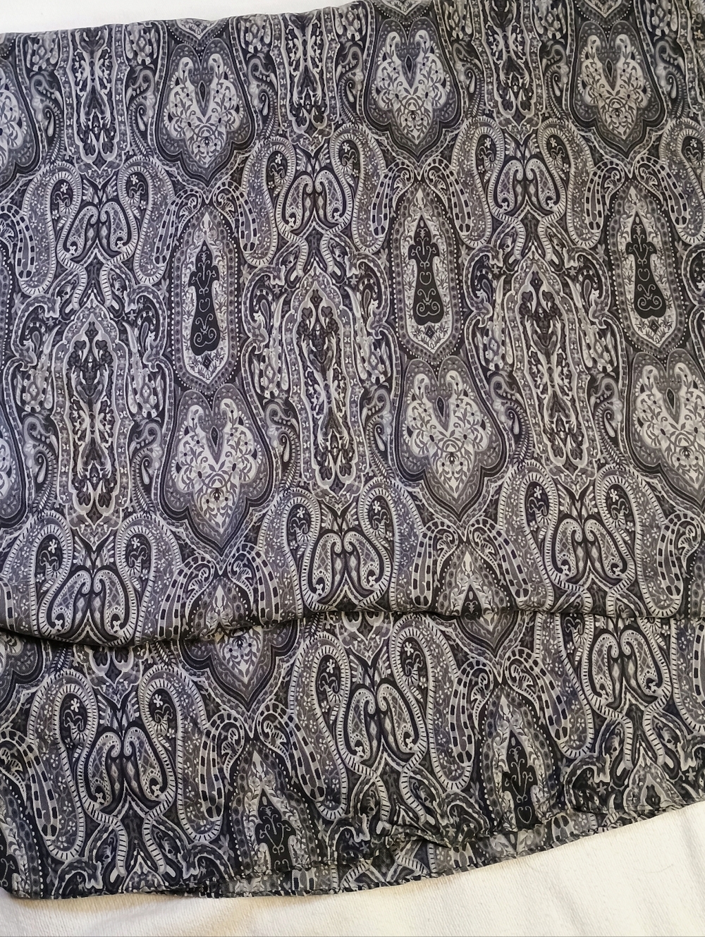 Handmade 100% Silk Scarf in Black & Gray Atelle Matte Ltd Edition Paisley Black